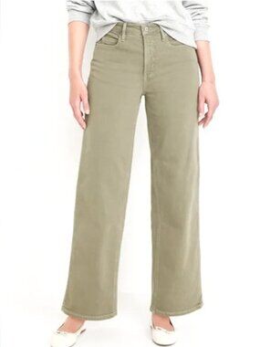 Old Navy Sky Hi Wide Leg Green Jeans Size 16